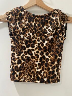 Leopard Print Cap Sleeve Tank Top - Brown/Black
